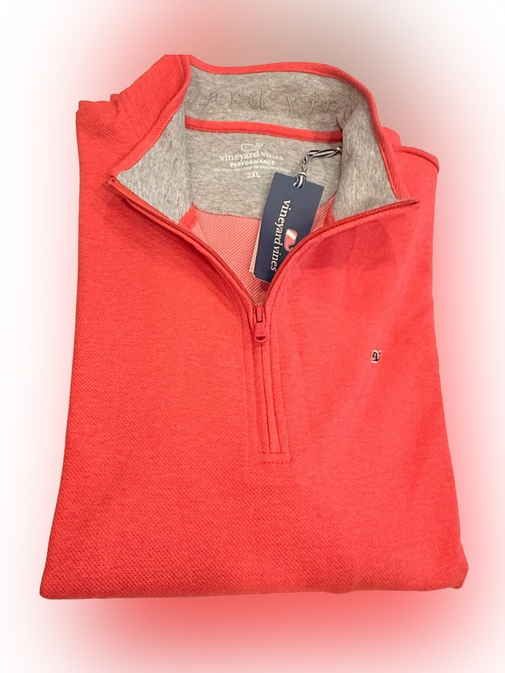 Vineyard Vines Men’s 1/4 Zip Coral Performance Pullover Sz 2XL NWT